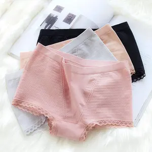 Cueca feminina boxer elástica, roupa íntima feminina sem costura