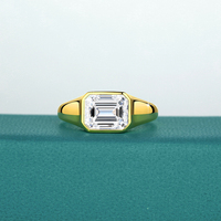Fournisseur de bijoux en or de luxe, cadeau pour père et mari, bague en or 14 carats creuse avec moissanite taille émeraude 3 carats pour homme