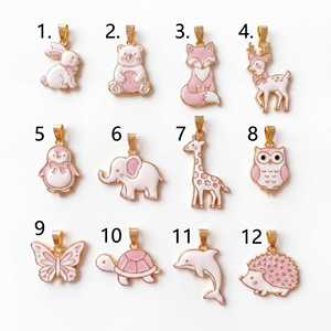Nuova Serie di Animali Rosa in Miniatura: Coniglio, Orsetto, <span class=keywords><strong>Volpe</strong></span>, Alce, Pinguino - Ciondolo Fai-da-Te per Collana e <span class=keywords><strong>Bracciale</strong></span>, Regalo per Donne, Gioielli all'Ingrosso - Product Image 5