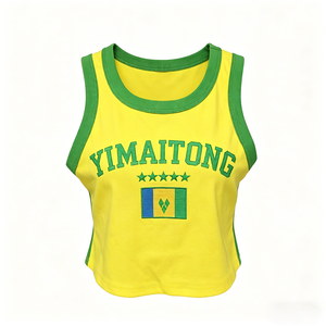 Camiseta sin mangas personalizada para mujer, top corto con cuello redondo, ajuste ceñido, elástica, básica, informal, de verano, fabricante OEM ODM - Product Image 1