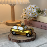 Ornamen Kaca Mobil Vintage Natal, Figurine Emas Hitam, Hiasan Gantung Pohon Natal untuk Dekorasi Rumah dan Pesta