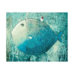 कार्टन मछलियों की पेंटिंग द्वारा पेंट की गई पेंटिंग कैनवास दीवार कला
