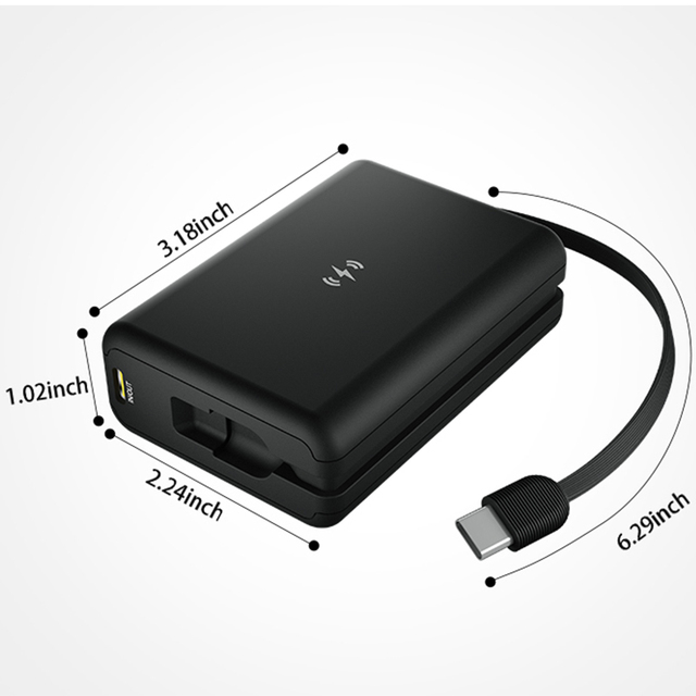 3 in 1 10000mAh Powerbank Fast Wireless Charging Digital Display Power Bank Built-in Cable 45W Customizable Logo Power Banks