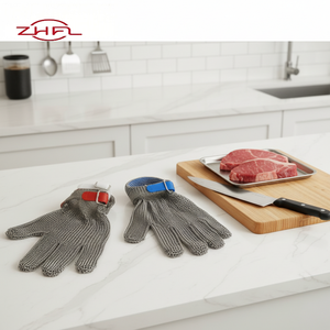 ถุงมือตาข่ายโลหะสแตนเลส ป้องกันการบาดระดับ EN388 ระดับ 5 ANSI/ISEA ระดับ 9 ทนต่อการเสียดสี ทนต่อการฉีกขาด - Product Image 3