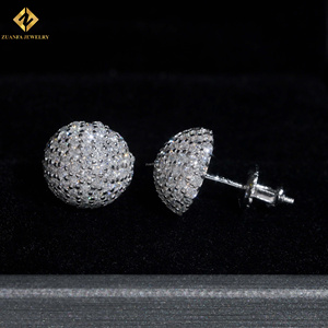 ZUANFA JEWELRY Moissanite Ball <b>Stud</b> Earrings 925 <b>Silver</b> 18K Gold Plated Micro Pave Round Brilliant Cut Luxury Unisex - Product Image 6