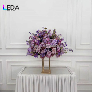 Bouquet de roses artificielles en soie LEDA pour décoration de mariage, arrangement de roses en soie violettes pour événements - Product Image 1