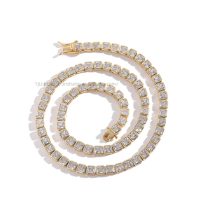 4 * 4Mm Encapsulated Square Zirconium Tennis <b>Chain</b> Necklace, <b>Copper</b> Micro-inlaid Zircon Single-row <b>Chain</b> Tanjing Fashion - Product Image 5