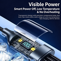Kabel Pengisian Cepat 3-in-1 100W Transparan dengan Chip Pintar, Kabel Nilon Terjalin Tipe-C/8pin/Micro 2.1A Multi Kabel untuk iPhone Samsung