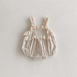 Nuova Collezione Estate 2026: Tutina in Cotone con Bretelle e Pizzo per Bambina, Stile Coreano a Quadri, Jumpsuit a Righe Stile Occidentale - Product Image 5