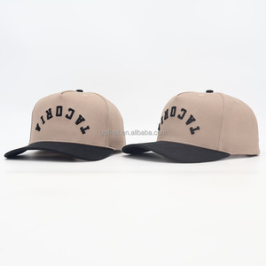 หมวกเบสบอลแบบกำหนดเองทรงสูง 5 ชิ้นส่วน หมวก Snapback ผ้าคอตตอนทวิล หมวก Trucker สองสี พร้อมโลโก้ปักแบบเรียบ - Product Image 3