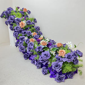 Arreglo de Flores Artificiales de Rosas Moradas, Decoración para Mesa de Boda, Camino de Mesa, Decoración Floral Premium para Matrimonio - Product Image 3