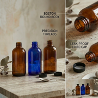 Bouteilles de shampoing et d'après-shampoing personnalisées en verre ambré 120ml 250ml 500ml 1000ml, flacon Boston rond en verre ambré