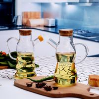 Penggunaan di Rumah Pot Minyak Kaca Dapur Transparan Borosilikat Tinggi 500ml dengan Tutup yang Dapat Dilepas Tahan Bocor Tahan Debu Tahan Panas.