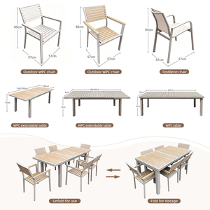 Ensemble de salle <span class=keywords><strong>à</strong></span> manger de patio moderne résistant aux intempéries, structure en aluminium, table extensible en WPC pour 6 <span class=keywords><strong>personnes</strong></span>, ensemble de <span class=keywords><strong>8</strong></span> chaises - Product Image 4