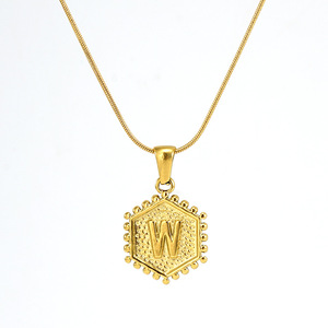 Zogxin Stainless Steel Hexagon Snake Chain Necklace 18K Gold Plated Letter Pendant For Women Fashion Jewelry Gift - Product Image 5