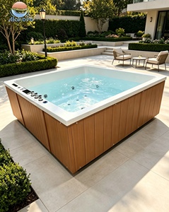 <span class=keywords><strong>Spa</strong></span> de jardin autoportant carré moderne en acrylique pour 4-5 personnes, chauffé, avec drain intégré, massage, bain à remous et cascade - Product Image 1