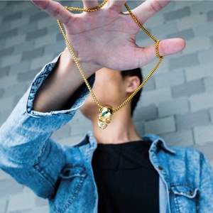 Độc quyền phổ biến ưa thích mát mẻ Mens đồ trang sức vàng đen bạc màu sọ Vòng cổ người đàn ông thép không gỉ - Product Image 3