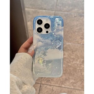 Custodia antiurto OEM di fabbrica con motivo a gradiente artistico in lamina di stagno e effetto ghiaccio, con nuvole bianche e blu, per <span class=keywords><strong>iPhone</strong></span> 16 15 14 13 12 11 Pro - Product Image 3