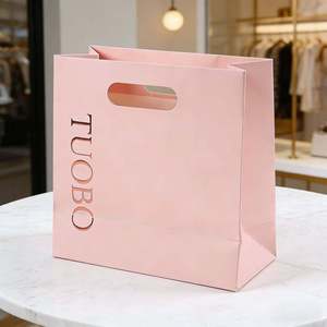 Sac en papier personnalisé avec logo, sac en papier kraft en gros, sac avec impression de logo sur ruban, grand conteneur - Product Image 2