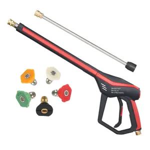 SPS 4000 PSI High Pressure Washer Gun Set With Extension Wand 5 Color Nozzles 3 Section Spray Water Gun