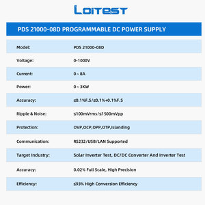 Fuente de Alimentación de Alta Potencia de 3kW 1000V 0-8A 2U, Sistema de Prueba de Baterías Programable - Product Image 6