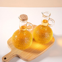 Bouteille de sauce soja en verre transparent rond de 250 ml avec bec verseur pour huile comestible et vinaigre, idéale pour les condiments de cuisine (OEM)