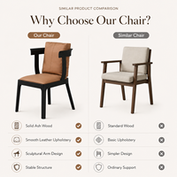 Chaise de salle à manger minimaliste italienne haut de gamme en bois de frêne, fauteuil design en cuir tanné pour projets de mobilier de restaurant, hôtel et boutique