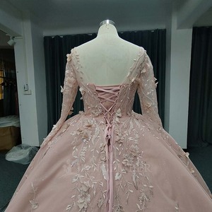 ชุดราตรีงาน Quinceanera สีชมพู Lsany216 แบบทันสมัย ไซส์พลัส ประดับเลื่อม ลูกไม้ ดอกไม้ แต่งระบายช่วงเอวทรงเอ็มไพร์ ชายกระโปรงยาวแบบชาเปล ปักลาย บริการ OEM - Product Image 6