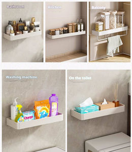 Porte-serviettes mural sans perçage <span class=keywords><strong>en</strong></span> aluminium pour salle <span class=keywords><strong>de</strong></span> bain, ensemble <span class=keywords><strong>de</strong></span> rangement gain <span class=keywords><strong>de</strong></span> place pour serviettes <span class=keywords><strong>de</strong></span> bain - Product Image 4