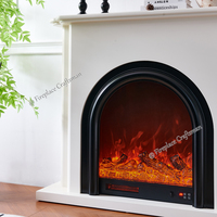 Cheminée autoportante en bois blanc de style vintage minimaliste F-650 avec insert de cheminée électrique à arche