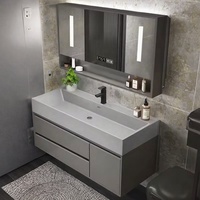Meuble-lavabo de salle de bain moderne en bois massif étanche avec miroir intelligent – Garantie 3 ans – Vente en gros usine, faible MOQ 2