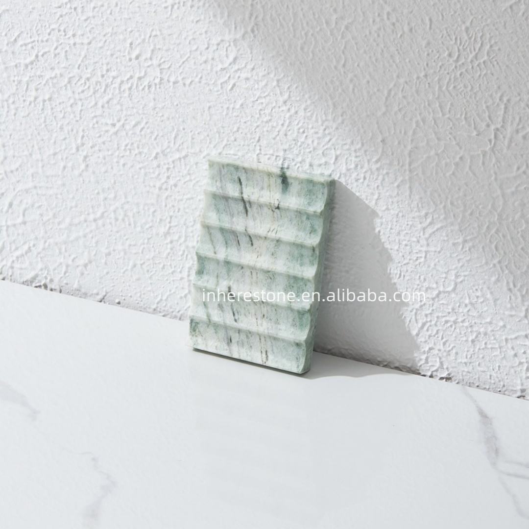 Cloud Emerald Marble Soap Dish with Horizontal Veining 12*8cm