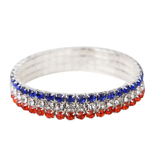 <span class=keywords><strong>Bracelet</strong></span> élastique multicolores à <span class=keywords><strong>3</strong></span> <span class=keywords><strong>rangs</strong></span> avec strass dégradés, tendance, en zircon, brillant, simple, vente en gros en Europe et en Amérique - Product Image 4