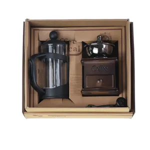café de prensa Suppliers-Juego de Herramientas de café, prensa francesa de 350ML y molinillo de Café Manual con bolsa de embalaje de regalo portátil