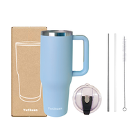 Logo personnalisé 40oz bouteille hydroélectrique en plein air voyage tasse en acier inoxydable 30oz 40oz extérieur bouteille thermique gobelet avec poignée et paille