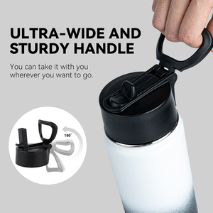 Bouteille d'eau isotherme en acier inoxydable de 18 oz avec couvercle à paille, poignée de transport robuste, anti-fuite, maintient au froid 24h et au chaud 12h, idéale pour les voyages - Product Image 5