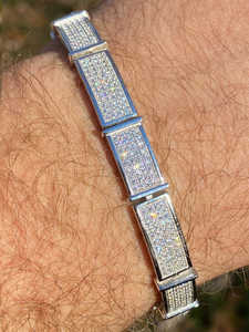 Pulseras de tenis con dijes de plata unisex, cierre de caja, 24g, engaste de bisel, joyería de boda de moda, estilo hip hop de lujo, venta al por mayor - Product Image 2