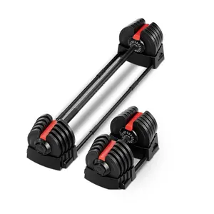 2023 New Design 2-In-One Free Weight Barbell 10-40Kg Adjustable Dumbbell Set 10 To 90Lb With Base Case