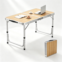 Table de repas d'extérieur pliable en aluminium léger et durable 123Sports, imperméable, style minimaliste moderne, table relevable