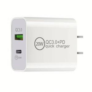 Chargeur mural 20W QC3.0 à double port USB Type C, chargeur rapide PD USB C - Product Image 1
