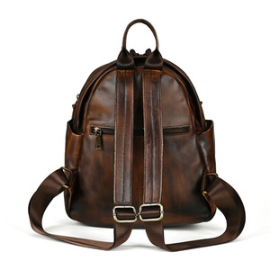 Ando Bag Vintage Genuine <b>Leather</b> <b>Backpack</b> <b>Men</b> Compact Cowhide Casual Daypack with Adjustable Straps - Product Image 2