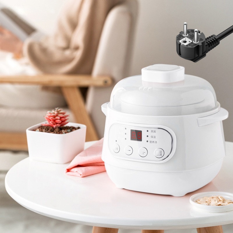 White electric slow cooker [European standard]