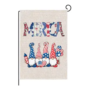 Benvenuto Patriottica Bandiera Gnomes Giardino Bandiera Striscia e Stella Stampato American Flag Verticale A Doppia Faccia Yard Outdoor Decor Banner