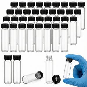 Petites fioles en verre transparentes de 8 ml avec bouchon à vis noir pour produits chimiques de laboratoire - Product Image 1