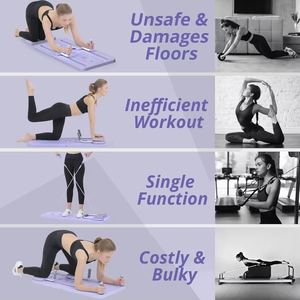 Set di Attrezzi per <span class=keywords><strong>Pilates</strong></span> Pieghevole Multifunzione per Casa con Timer, Attrezzatura per Esercizi Addominali e Rullo per Addominali - Product Image 2