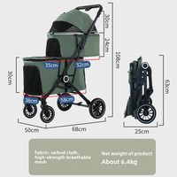 Poussette pour animaux de compagnie en acier carbone double couche, pliable en un clic, chariot pour chiens et chats, remorque pour animaux de compagnie, poussette pour bébé