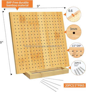 Planche de blocage en bois fabriquée à la main pour tricoter les amoureux du Crochet Granny Squares Stand Boîtes d'artisanat en bois en acier inoxydable Signes muraux - Product Image 6