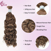FH Wholesale Cheveux Humains Bruts Bouclés Birmans 12A en Vrac pour Tressage 100g Extensions de Cheveux au Crochet Non Traitées en Vrac Sans Trame