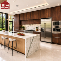 Meubles de cuisine contemporains en noyer ignifuges avec garantie de 2 ans, solutions complètes pour villas de luxe