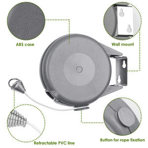 ราวตากผ้าแบบยืดหดได้ 49 ฟุต วัสดุ PVC ติดผนัง พกพาสะดวก ใช้ได้ทั้งภายในและภายนอกอาคาร แบบชั้นเดียว ดีไซน์ทรงกลม - Product Image 1